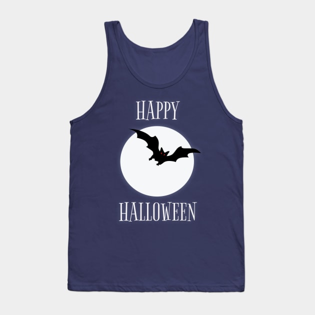 Happy Halloween Trick Or Treat Bat & Full Moon Tank Top by Gothic Rose Designs